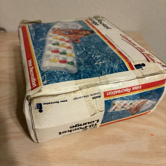 Intex Recreation Sun Tanner Lounge Inflatable 18 Pocket Vintage 76” X 29” New - Picture 4 of 4